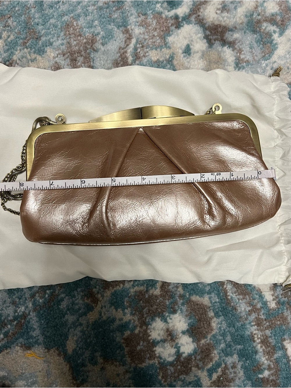 HOBO Bronze Metallic Pleated Frame Clutch with Chain Strap - Picture 5 of 6